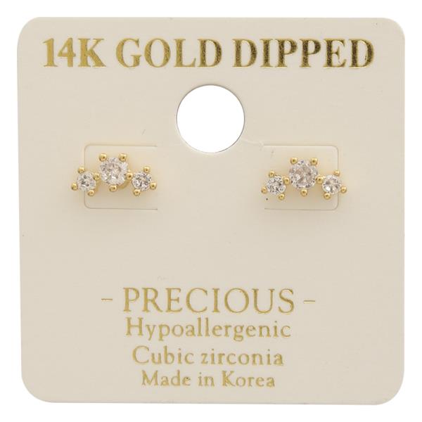 14K GOLD DIPPED CZ CLUSTER MINI STUD EARRING