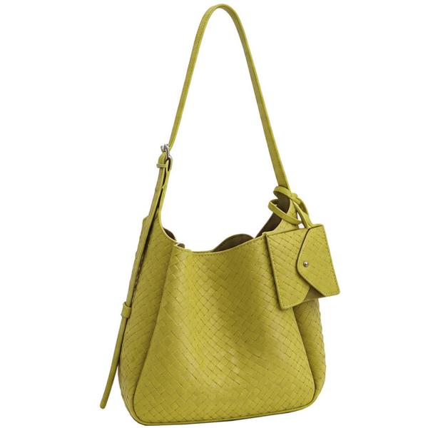 2IN1 WOVEN TEXTURED STYLE SHOULDER HOBO BAG W COIN PURSE SET