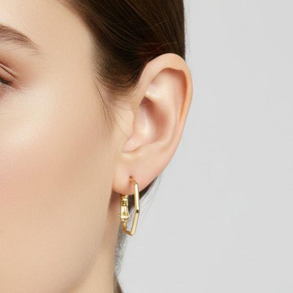 WATER ORIGINAL GOLD/RHODIUM PLATED HEXAGON HOOP EARRINGS HEXAGON HOOP EARRING