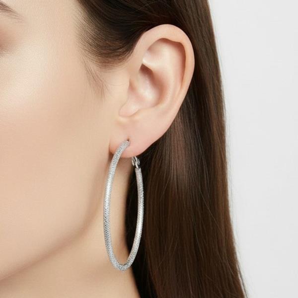 ORIGINAL GOLD/RHODIUM PLATED SAND TEXTURE HOOP EARRINGS