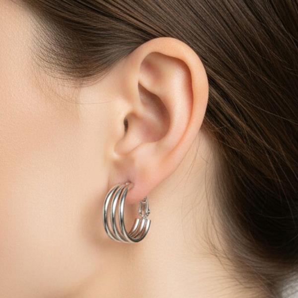ORIGINAL GOLD/RHODIUM PLATED MULTI ROW HOOP EARRINGS
