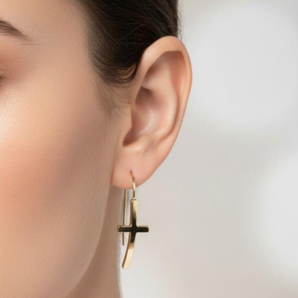 ORIGINAL GOLD/RHODIUM PLATED CROSS THREADER EARRINGS