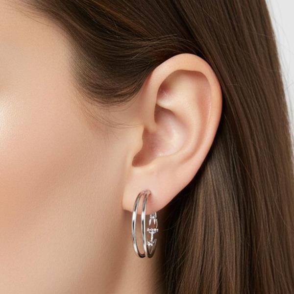 ORIGINAL GOLD/RHODIUM PLATED DOUBLE HOOP EARRINGS