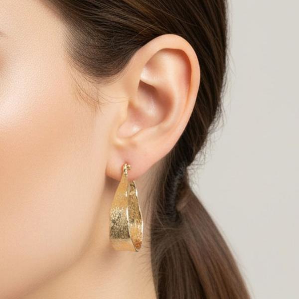 ORIGINAL GOLD/RHODIUM PLATED HAMMERED ORGANIC HOOP EARRINGS