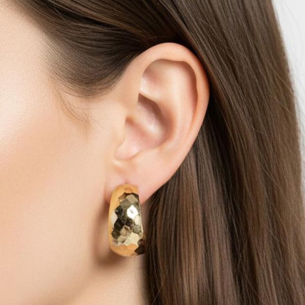 ORIGINAL GOLD/RHODIUM PLATED HAMMERED WIDE HOOP EARRINGS