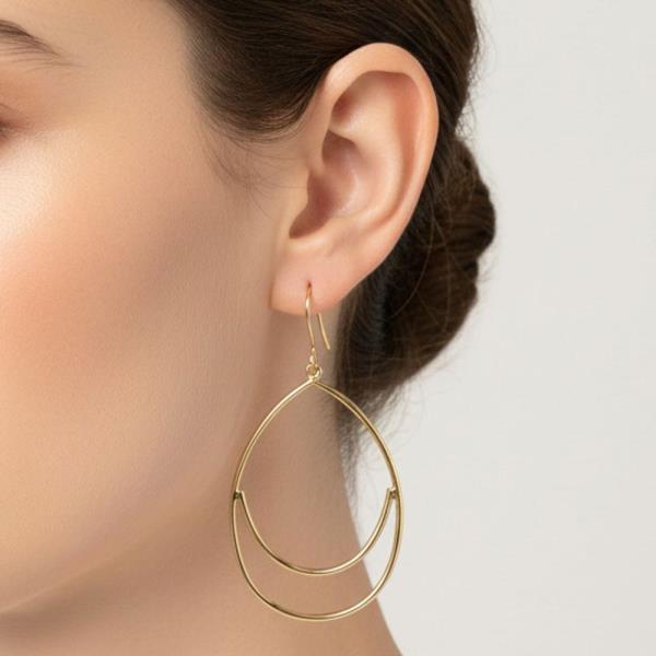 ORIGINAL GOLD/RHODIUM PLATED DOUBLE TEARDROP DANGLE EARRINGS