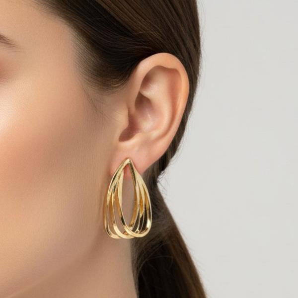 ORIGINAL GOLD/RHODIUM PLATED TRIPLE TEARDROP STUD EARRINGS