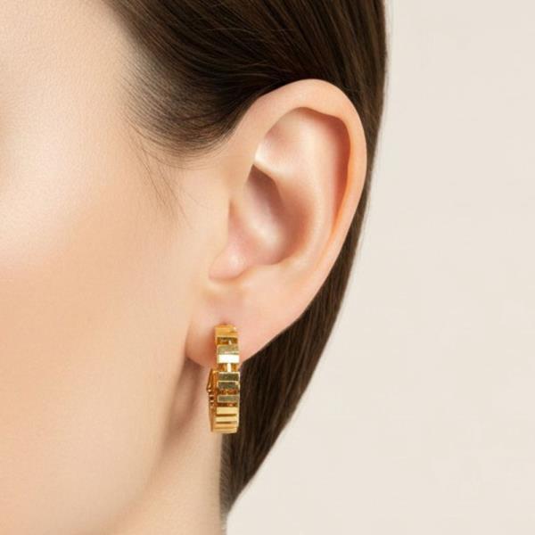 ORIGINAL GOLD/RHODIUM PLATED MODERN BAR HOOP EARRINGS