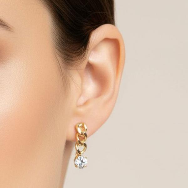 ORIGINAL GOLD/RHODIUM PLATED CHAIN DROP EARRINGS WITH CZ