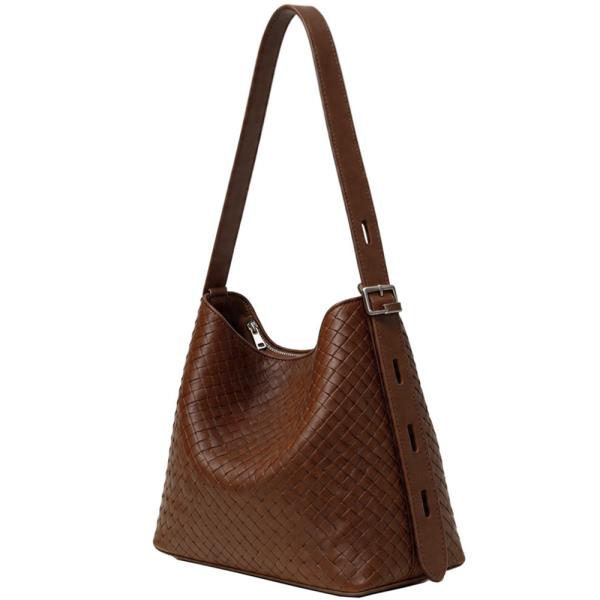 WOVEN TEXTURED SHOULDER HOBO BAG