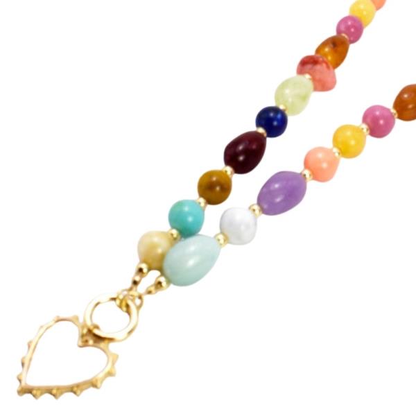 MULTI BEADED HEART PENDANT NECKLACE