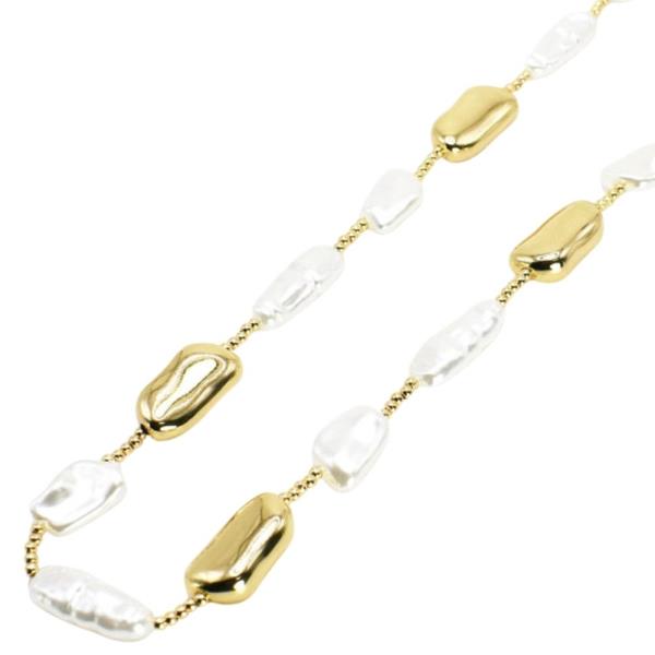 BAROQUE PEARL LIQUID METAL STRAND NECKLAC E