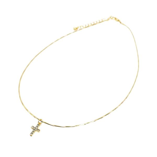 SNAKE CHAIN WITH CROSS PENDANT NECKLACE
