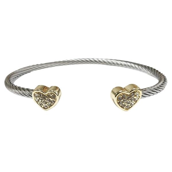 HEART PAVE  ROPE WIRE BRACELET