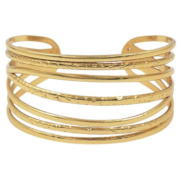 STAINLESS STEEL MULTI LINE CUFF BRACELET