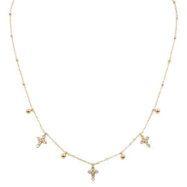 STAINLESS STEEL MULTI CROSS CHARM PENDANT NECKLACE