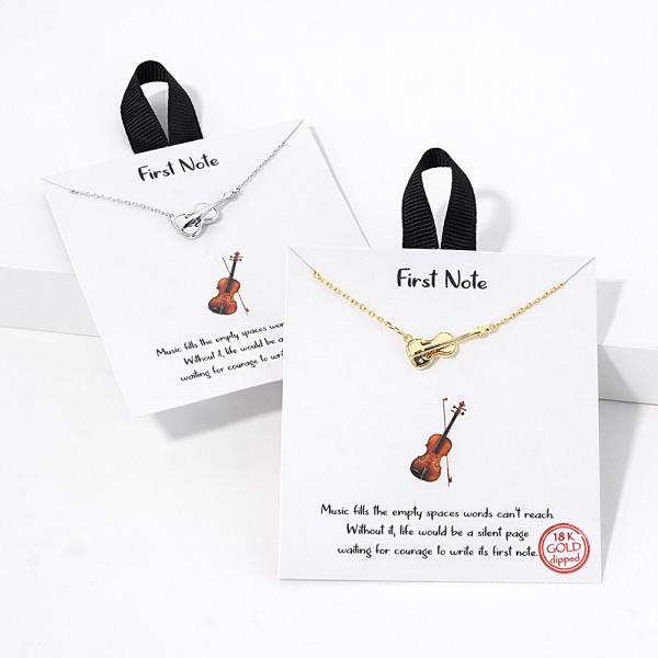 18K GOLD RHODIUM FIRST NOTE VIOLIN PENDANT NECKLACE