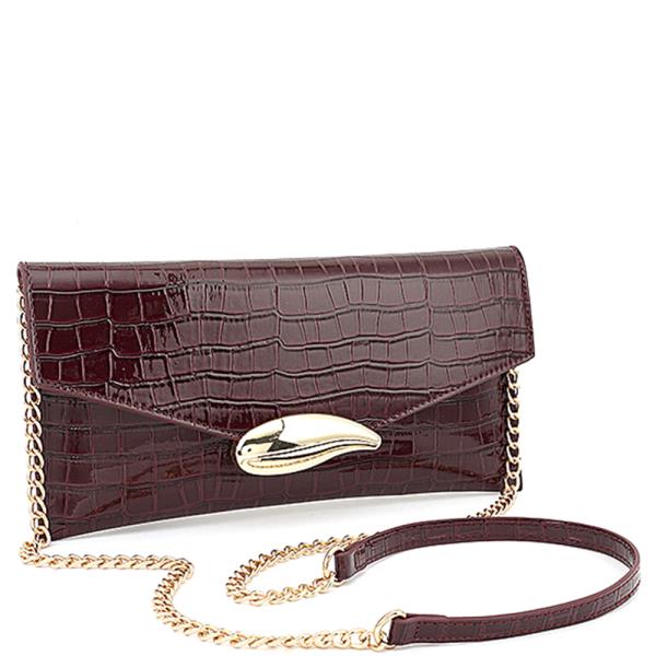 CROC FLAP EVENING CROSSBODY BAG