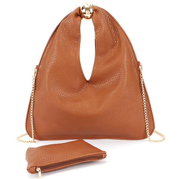 2IN1 TEXTURED LEATHER HOBO BAG W POUCH SET