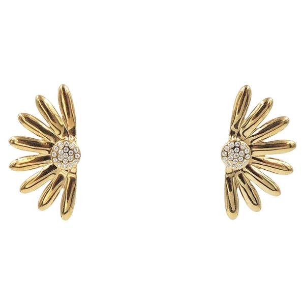STAINLESS STEEL PAVE CZ FLOWER EARRING