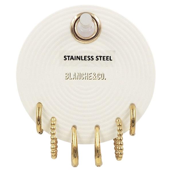 STAINLESS STEEL BALL HOOP EARRING SET