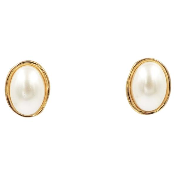 STAINLESS STEEL PEARL OVAL EARRING
