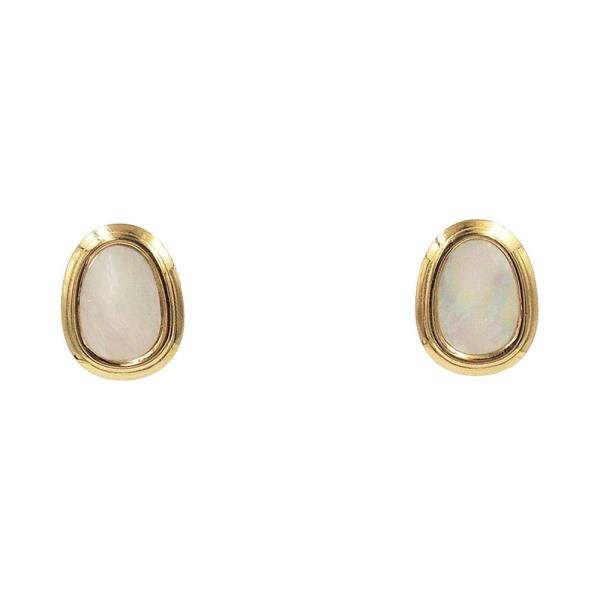 STAINLESS STEEL OVAL MOP EARRING