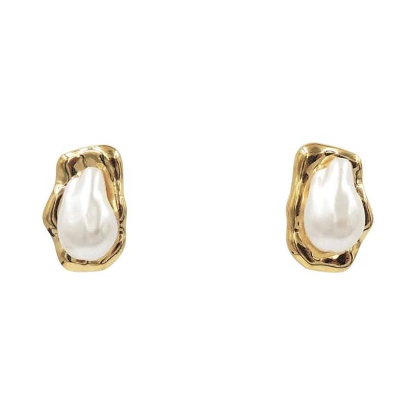 STAINLESS STEEL PEARL STUD EARRING