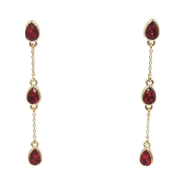 TEAR DROP GLASS STONE LINEAR DROP EARRING