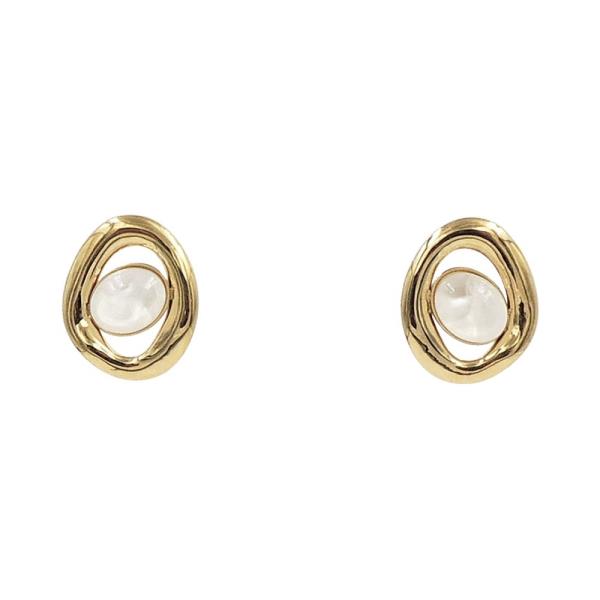 STAINLESS STEEL PEARL OPEN CIRCLE EARRING