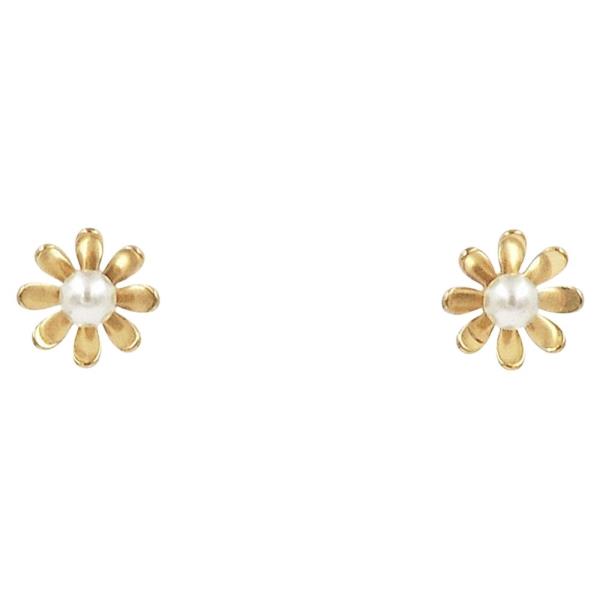STAINLESS STEEL FLOWER PEARL EARRING
