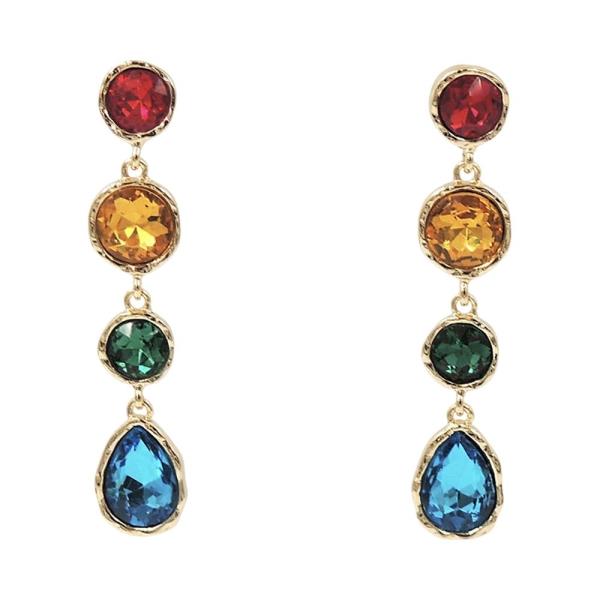 MULTI SHAPED TEARDROP LINEAR EARRING