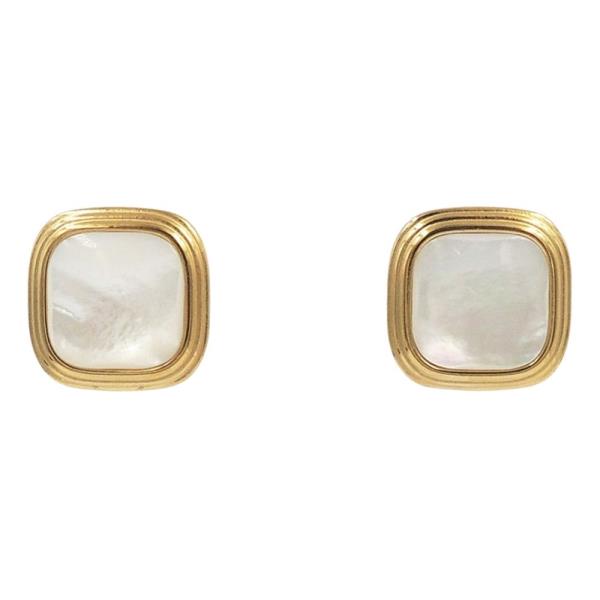 STAINLESS STEEL CUSHION MOP EARRING