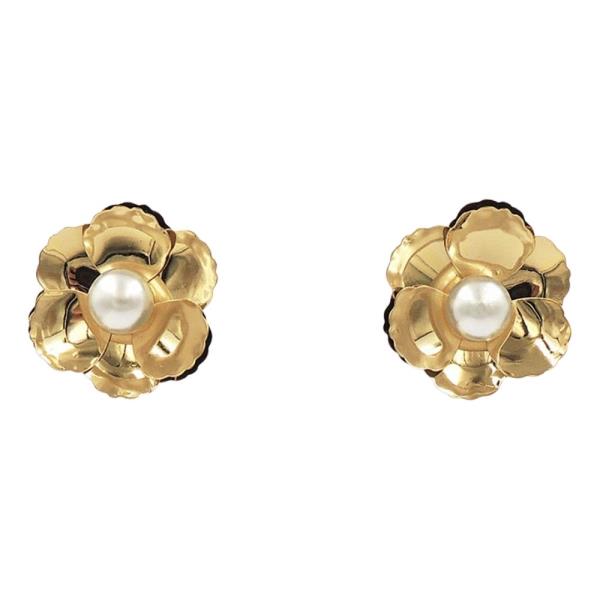 STAINLESS STEEL PEARL FLOWER EARRING