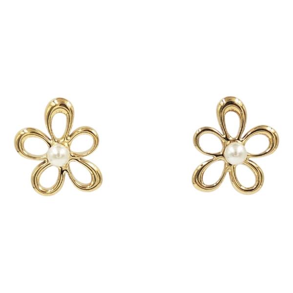 STAINLESS STEEL PEARL FLOWER EARRING