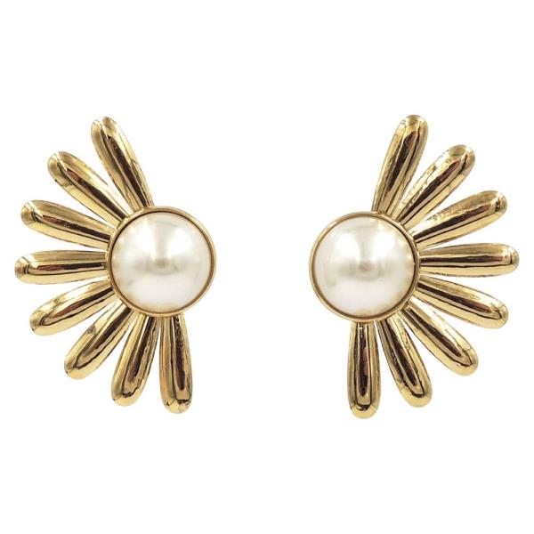 STAINLESS STEEL PEARL FLOWER EARRING