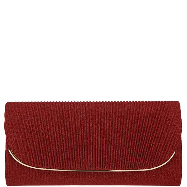 MODERN PLEATED TEXTURE FLAP EVENING CLUTCH BAG