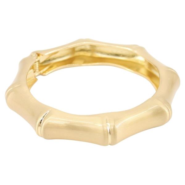 WORN GOLD BAMBOO STYLE HINGE BANGLE BRACELET