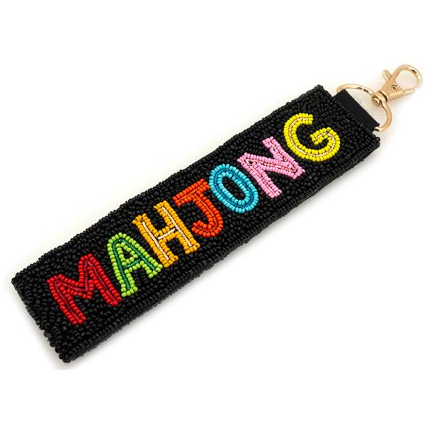 SEED BEAD MAHJONG BAG CHARM KEYCHAIN
