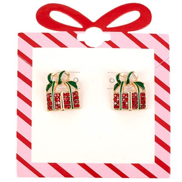 CHRISTMAS RHINESTONE GIFT STUD EARRING