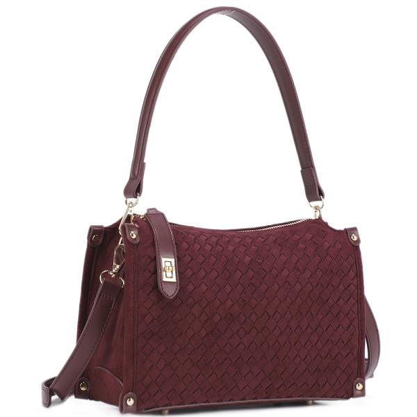 WOVEN TEXTURE DESIGN SATCHEL BAG