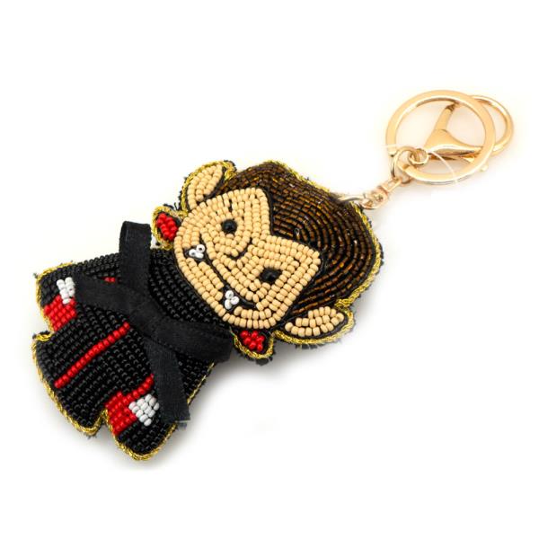 HALLOWEEN SEED BEAD VAMPIRE BAG CHARM KEYCHAIN