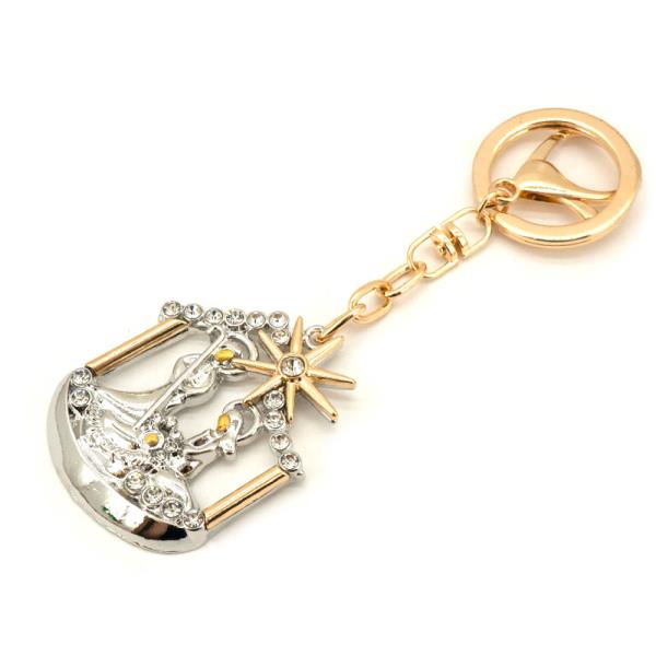 RHINESTONE HOLY FAMILY NATIVITY BAG CHARM KEYCHAIN
