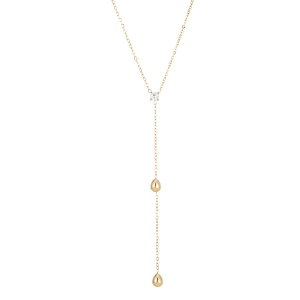SECRET BOX  STAINLESS STEEL TEAR DROP CZ  Y NECKLACE