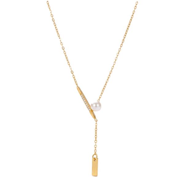 SECRET BOX  STAINLESS STEEL PEARL BALANCED NECKLACE