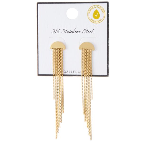 SECRET BOX STAINLESS STEEL DISK DROP CHAIN EARRING