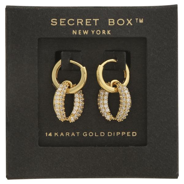 SECRET BOX 14K GOLD DIPPED HUGGIE EARRING