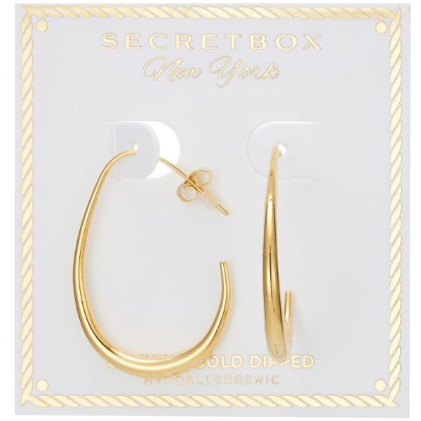 SECRET BOX GOLD DIPPED  OVAL HOOK HOOP EARRING