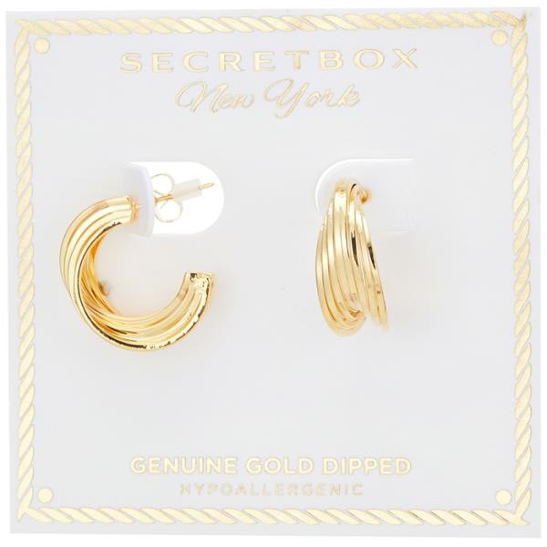 SECRET BOX GOLD/SILVER DIPPED MULTI LINE HOOP EARRING
