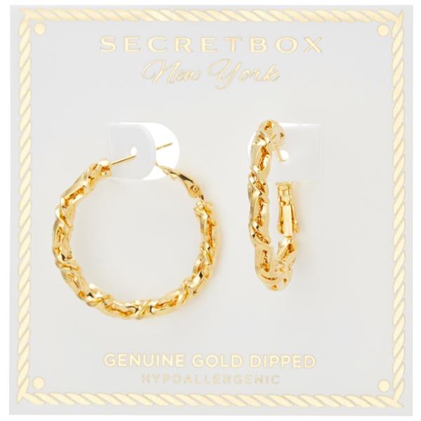 SECRET BOX GOLD/SILVER DIPPED WEAVED HOOP EARRING